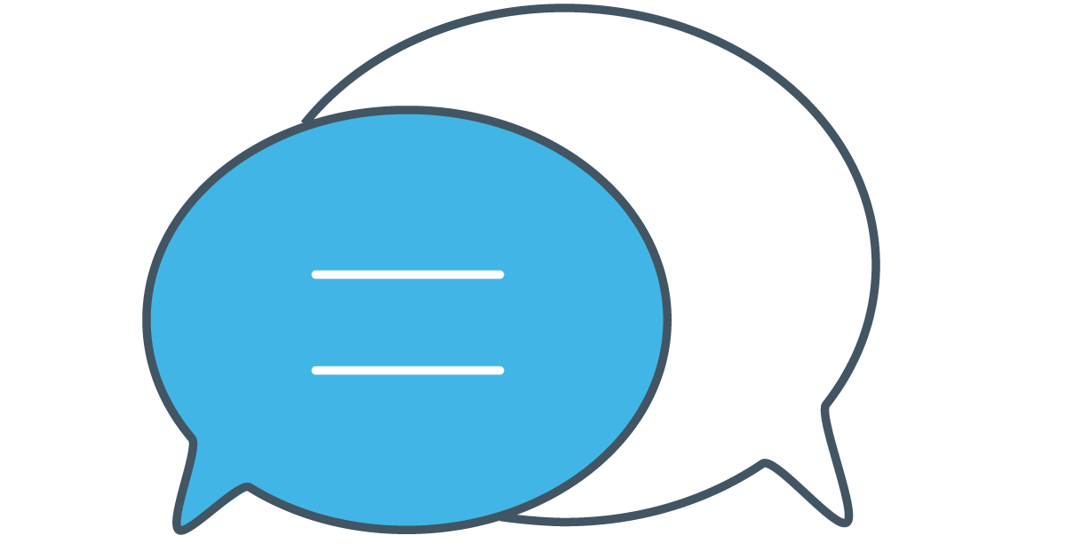 Image showing two speach bubble one blue and the other white overlapping.