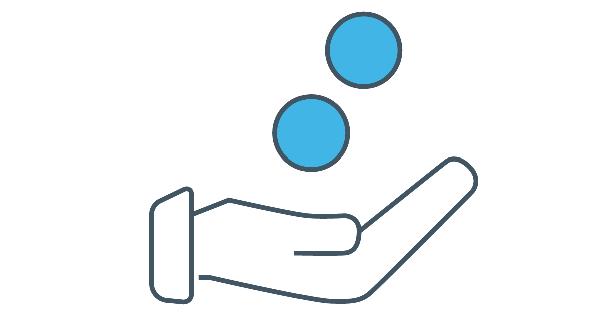 Image showing a hand icon with two blue coins in the air above